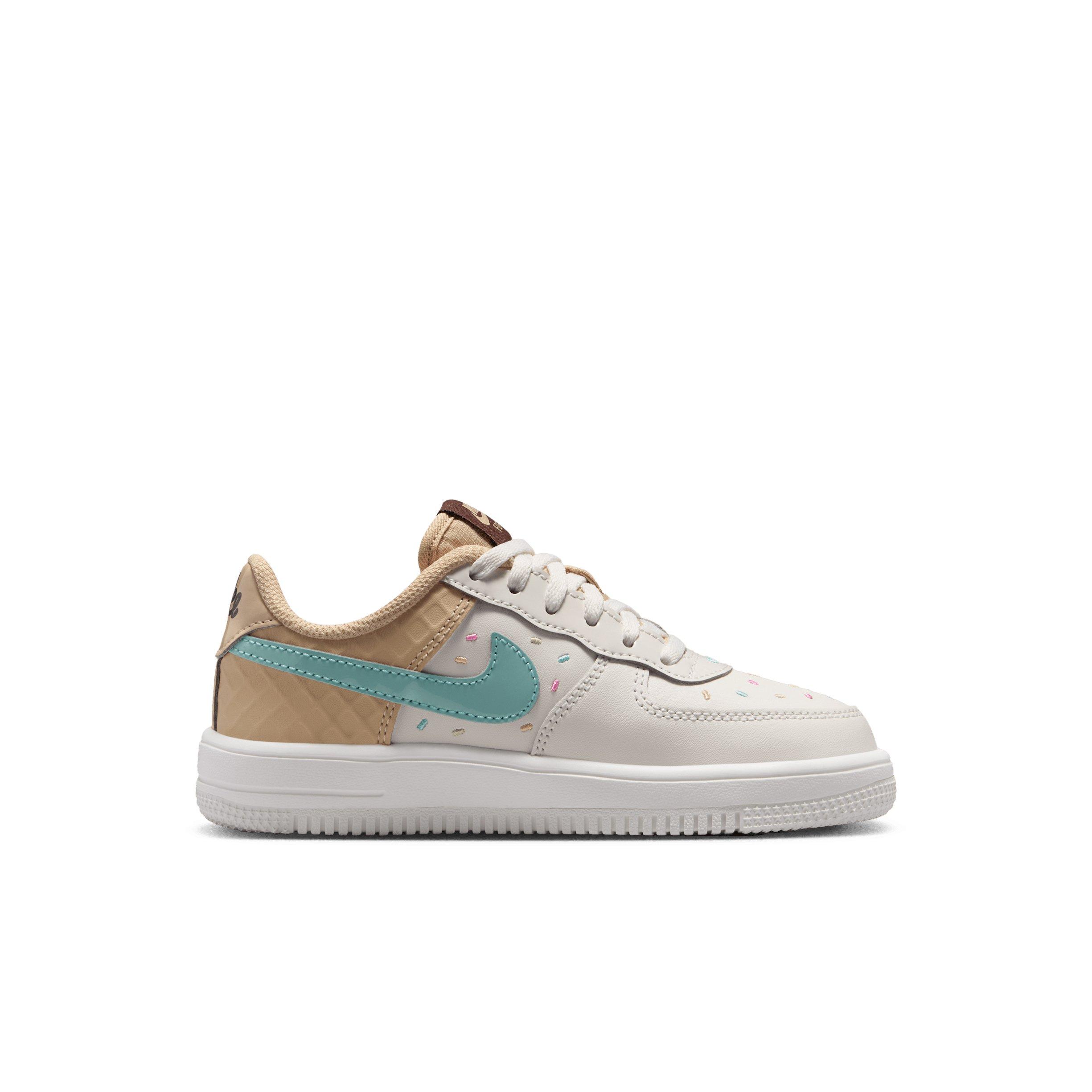 Nike Force 1 Low "Sail/Sesame/Bleached Turquoise/Multi-Color" Preschool Boys' Shoe - SAIL/SESAME/TURQUISE/MULTI COLOR
